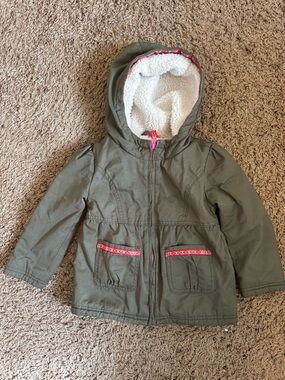 Cat & Jack Olive Green Sherpa-Lined Kids Hooded Jacket Size 4T